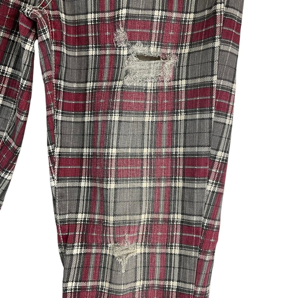 Current/Elliott Jeans Women's Sz 27 Red Plaid The Soho Zip Stiletto Skinny Nwot - Picture 5 of 14